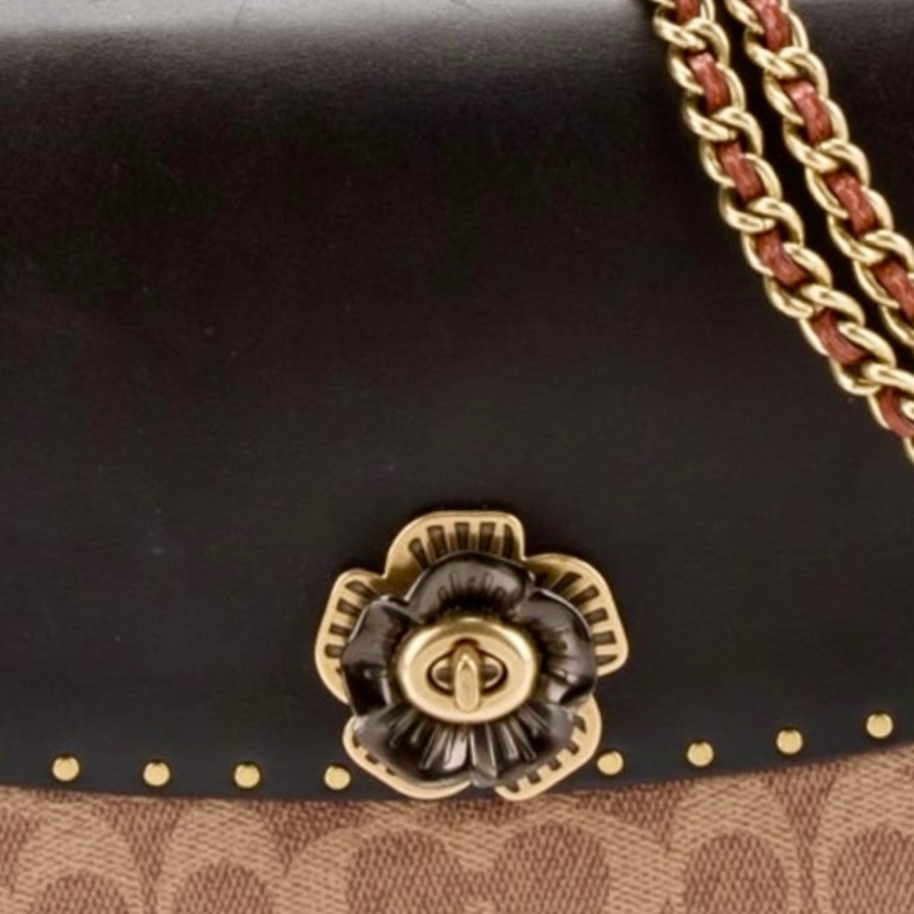 COACH MADISON SHOULDER BAG SIGNATURE CANVAS RIVETS AND SNAKESKIN DETAIL - Picture 7 of 10